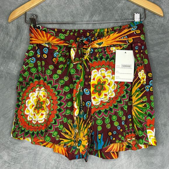 NEW Junglee Billie Mini Shorts Women S  Mid Rise Maximalist Flowy Sustainable - Picture 1 of 9